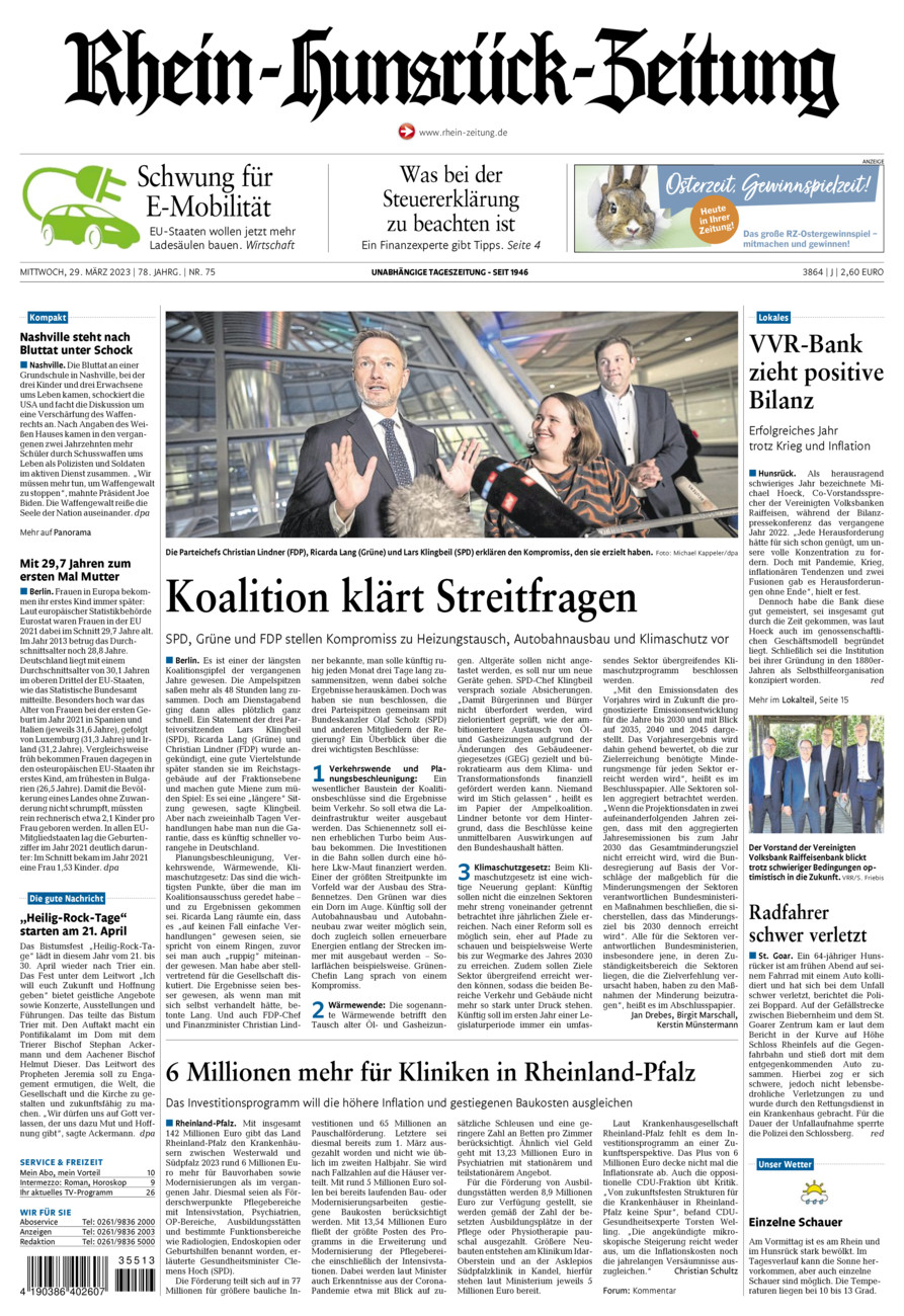Rhein-Hunsrück-Zeitung vom Mittwoch, 29.03.2023