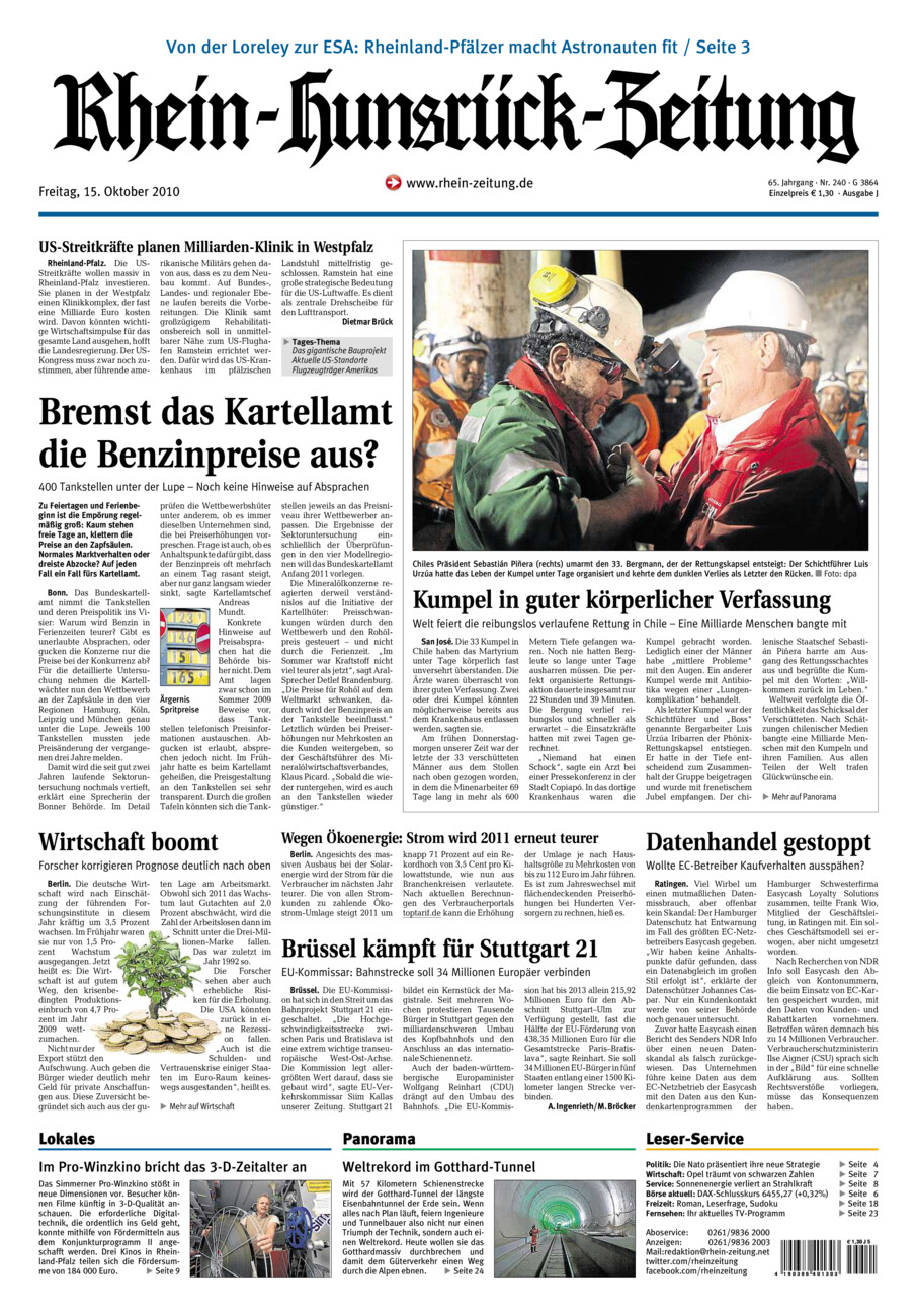 Rhein-Hunsrück-Zeitung vom Freitag, 15.10.2010