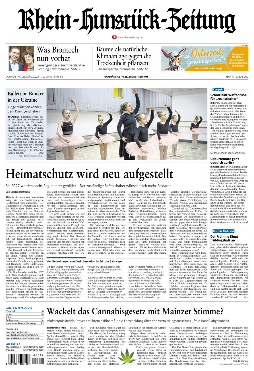 Rhein-Hunsrück-Zeitung vom Donnerstag, 21.03.2024