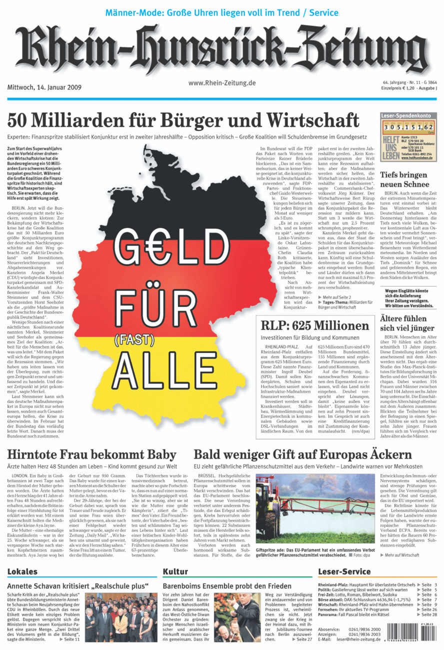 Rhein-Hunsrück-Zeitung vom Mittwoch, 14.01.2009