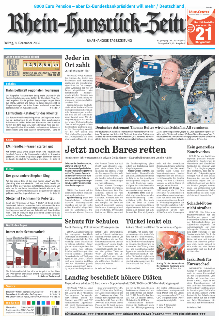 Rhein-Hunsrück-Zeitung vom Freitag, 08.12.2006