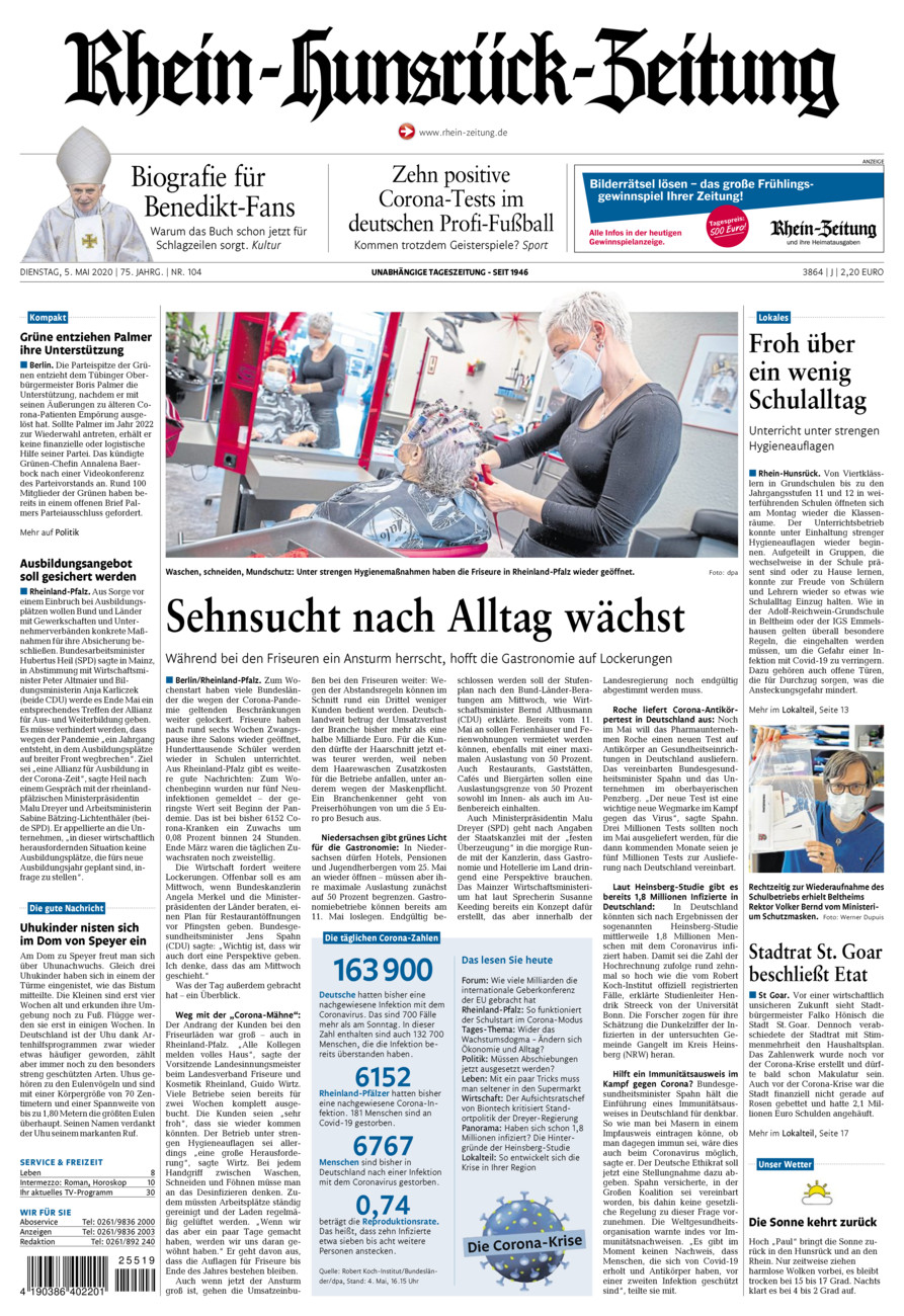 Rhein-Hunsrück-Zeitung vom Dienstag, 05.05.2020