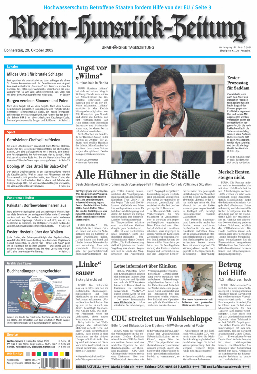 Rhein-Hunsrück-Zeitung vom Donnerstag, 20.10.2005
