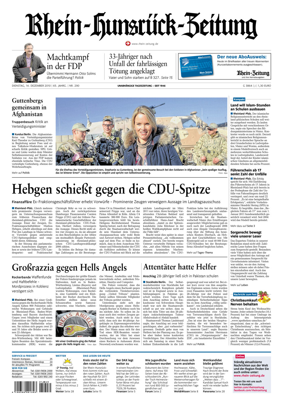 Rhein-Hunsrück-Zeitung vom Dienstag, 14.12.2010