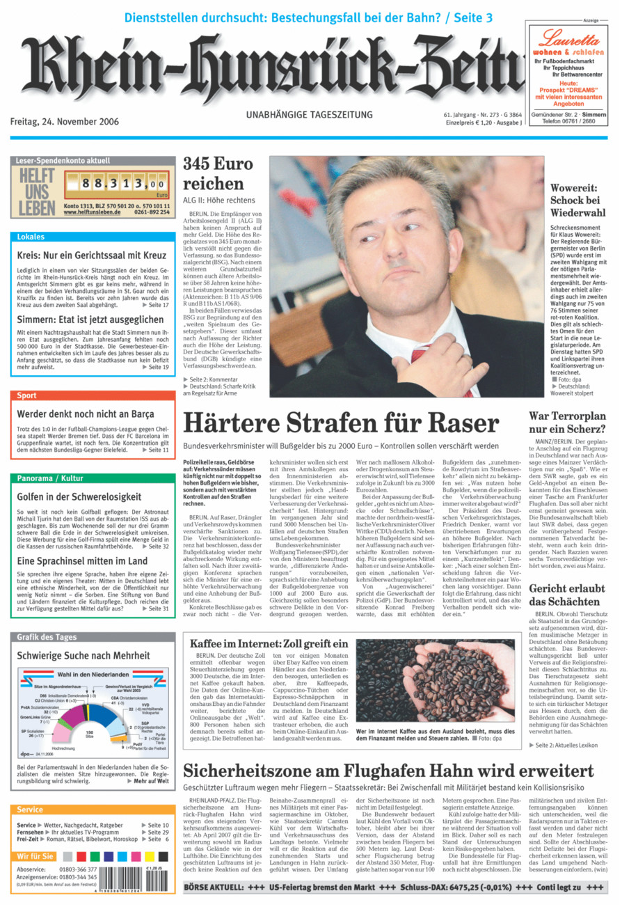 Rhein-Hunsrück-Zeitung vom Freitag, 24.11.2006