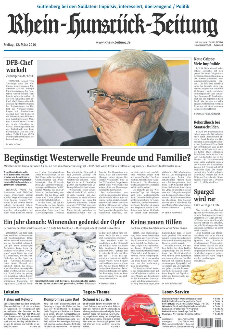 Rhein-Hunsrück-Zeitung vom Freitag, 12.03.2010
