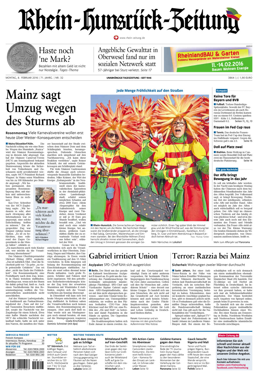 Rhein-Hunsrück-Zeitung vom Montag, 08.02.2016