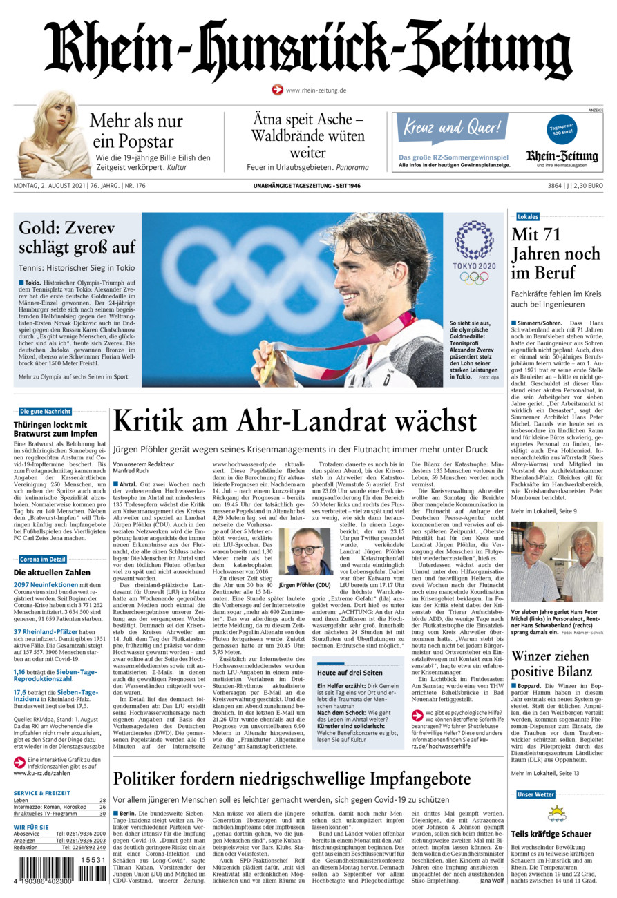 Rhein-Hunsrück-Zeitung vom Montag, 02.08.2021