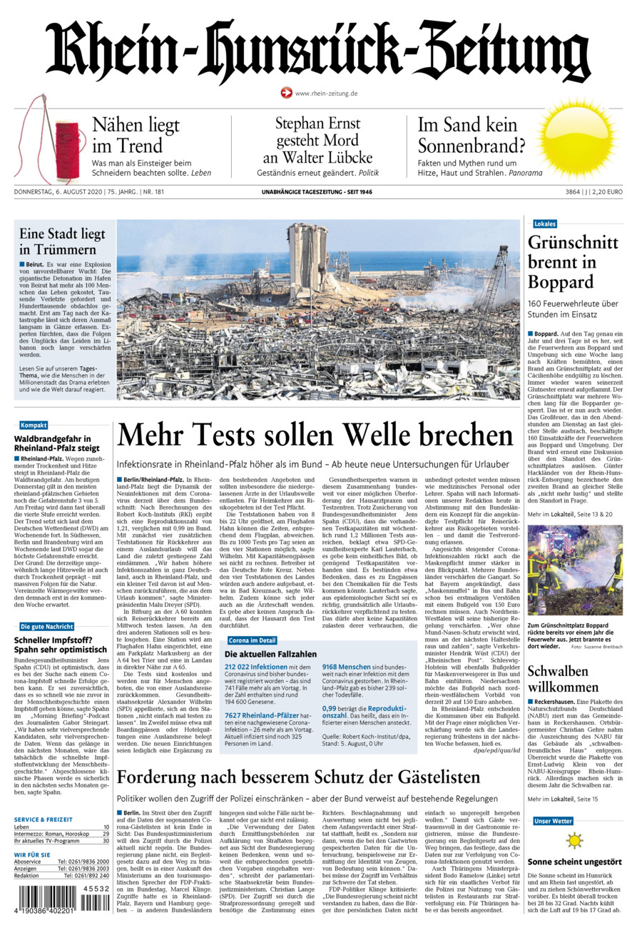 Rhein-Hunsrück-Zeitung vom Donnerstag, 06.08.2020