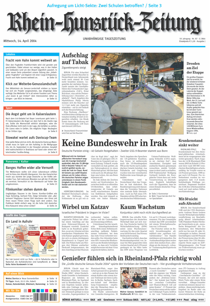 Rhein-Hunsrück-Zeitung vom Mittwoch, 14.04.2004