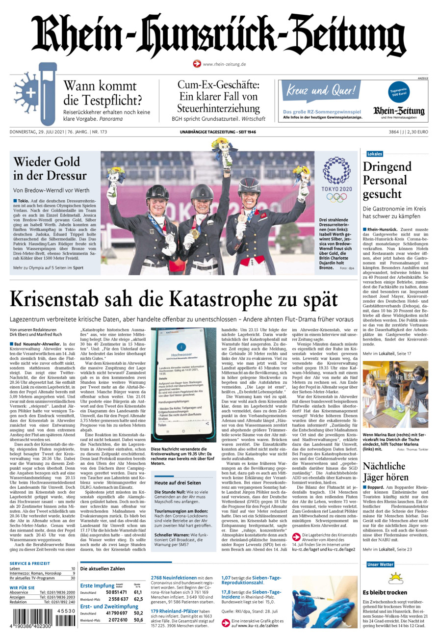 Rhein-Hunsrück-Zeitung vom Donnerstag, 29.07.2021