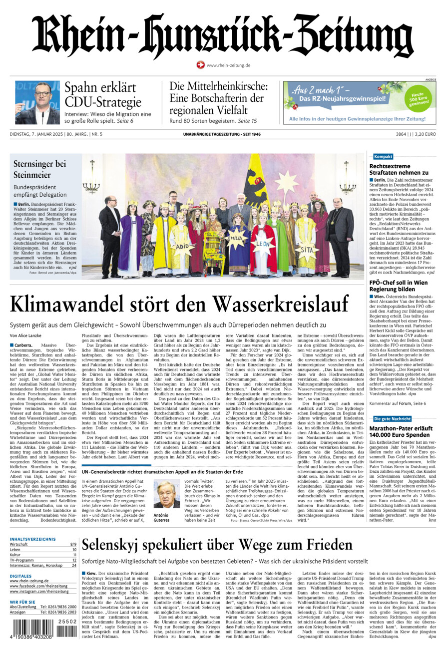 Rhein-Hunsrück-Zeitung vom Dienstag, 07.01.2025