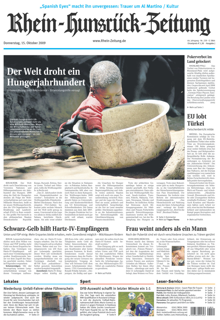 Rhein-Hunsrück-Zeitung vom Donnerstag, 15.10.2009
