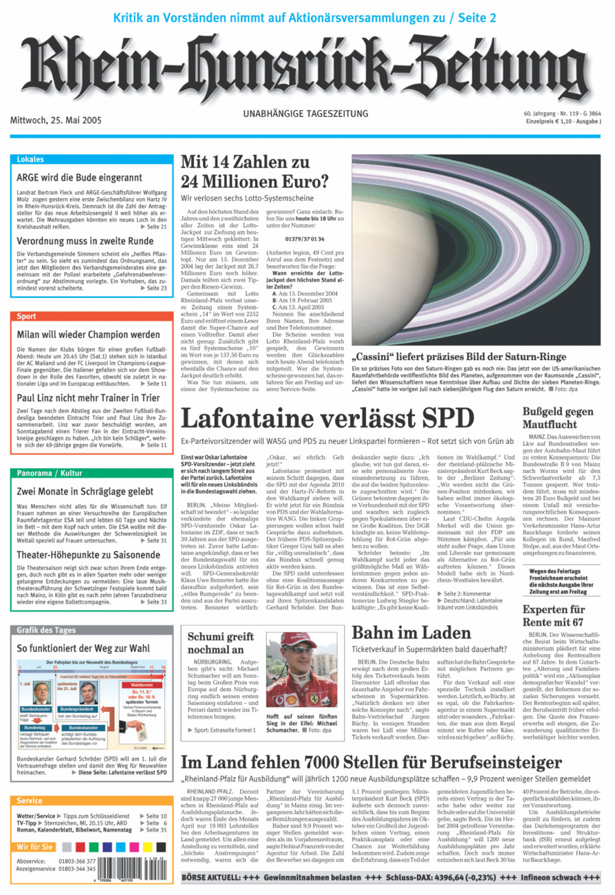 Rhein-Hunsrück-Zeitung vom Mittwoch, 25.05.2005