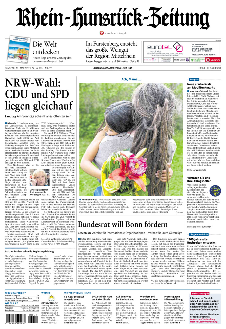 Rhein-Hunsrück-Zeitung vom Samstag, 13.05.2017