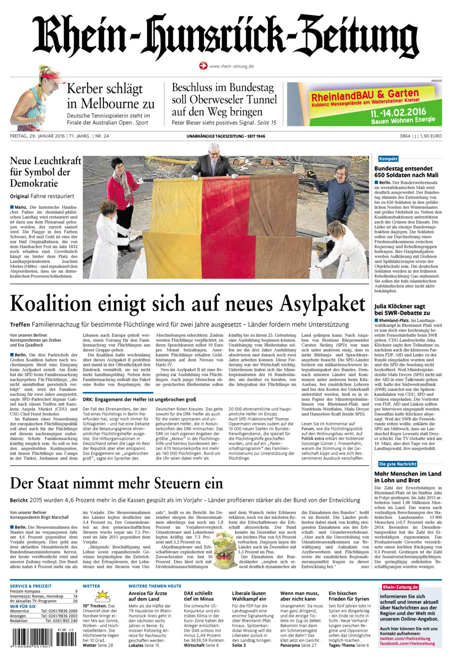 Rhein-Hunsrück-Zeitung vom Freitag, 29.01.2016