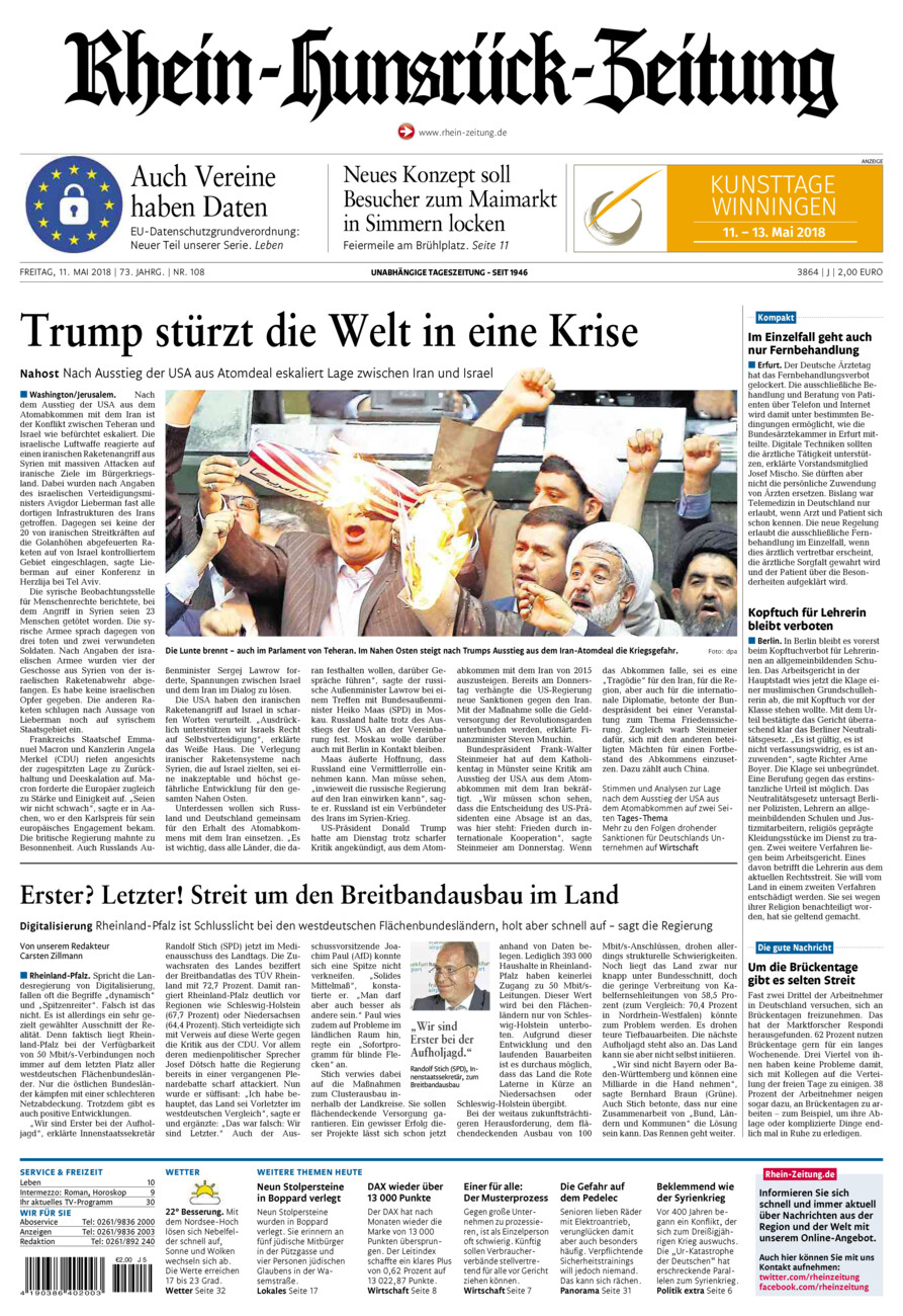 Rhein-Hunsrück-Zeitung vom Freitag, 11.05.2018