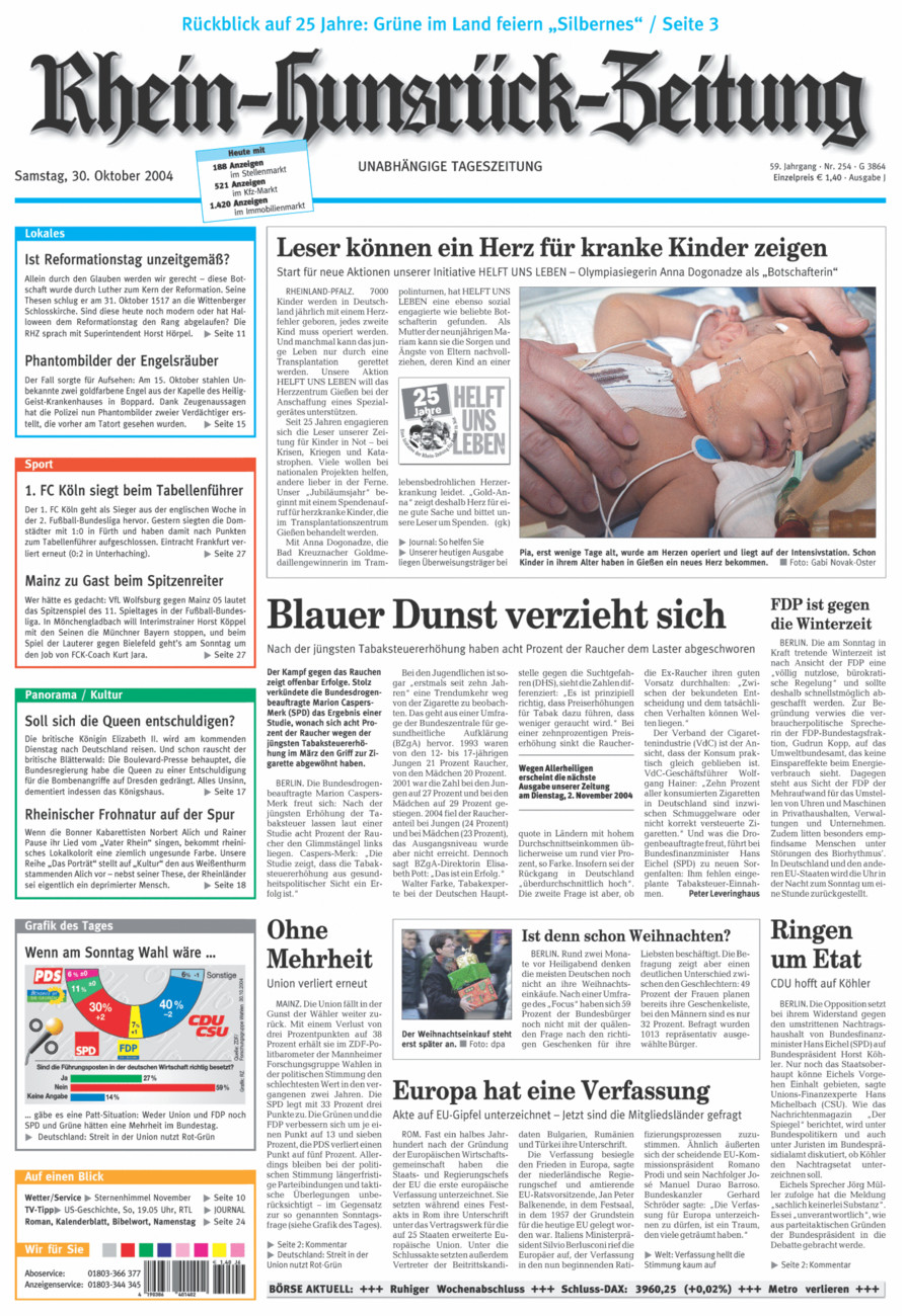 Rhein-Hunsrück-Zeitung vom Samstag, 30.10.2004