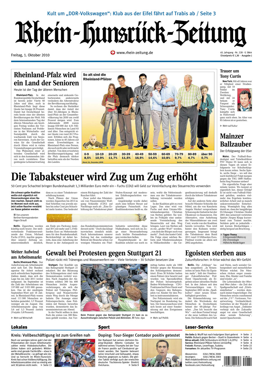 Rhein-Hunsrück-Zeitung vom Freitag, 01.10.2010
