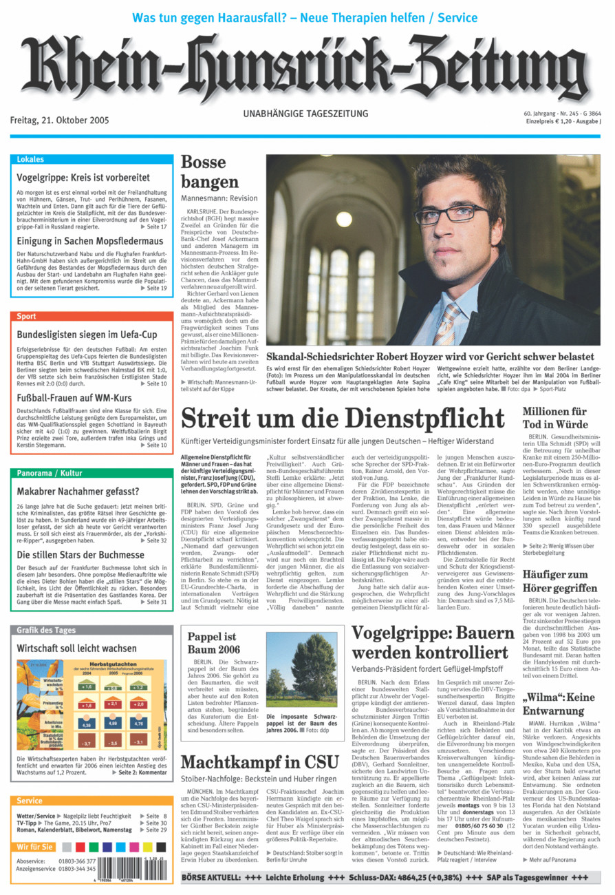 Rhein-Hunsrück-Zeitung vom Freitag, 21.10.2005