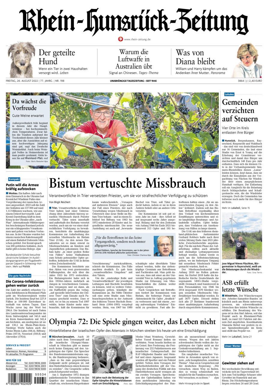 Rhein-Hunsrück-Zeitung vom Freitag, 26.08.2022