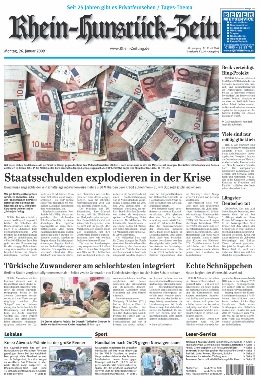 Rhein-Hunsrück-Zeitung vom Montag, 26.01.2009
