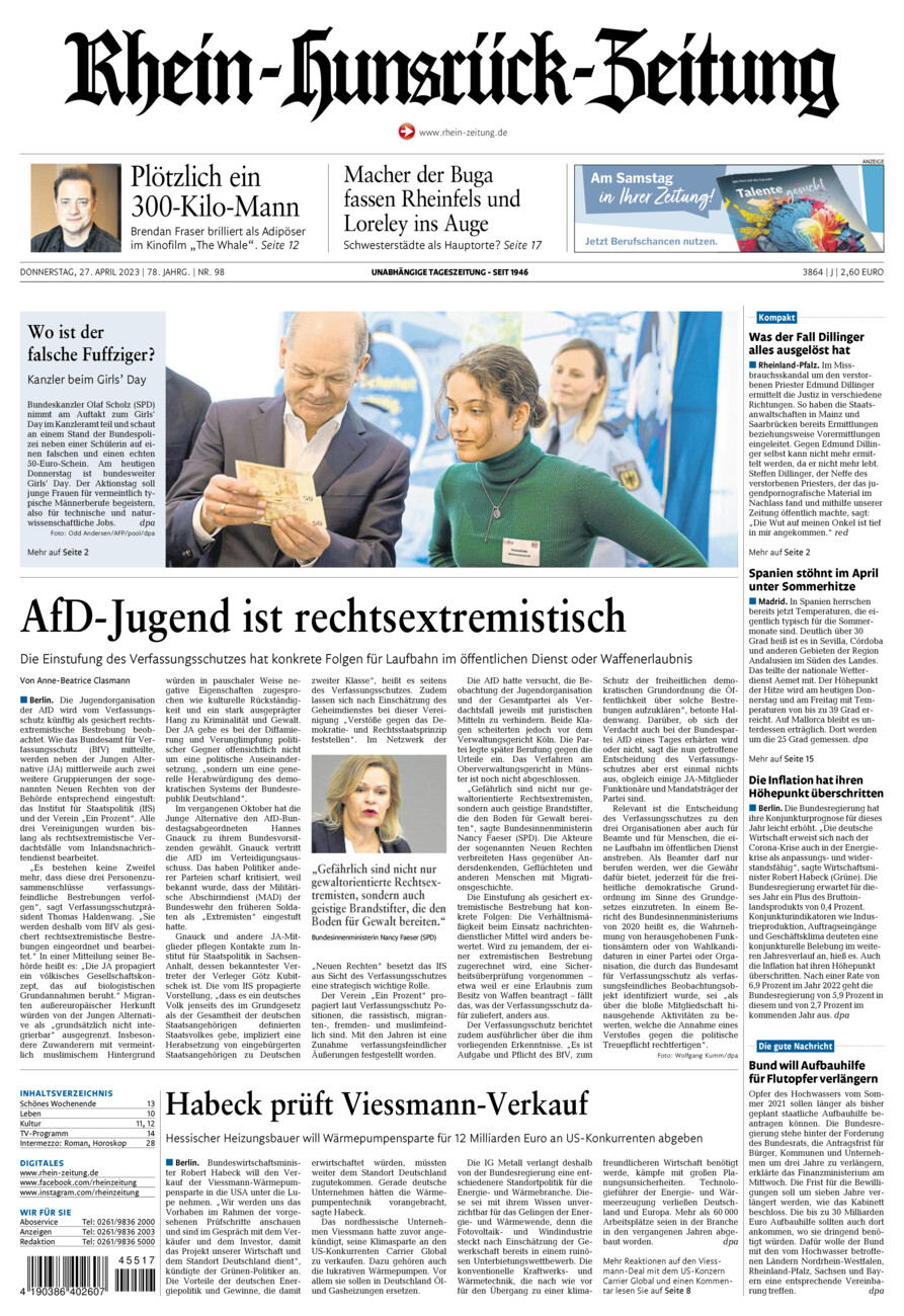 Rhein-Hunsrück-Zeitung vom Donnerstag, 27.04.2023