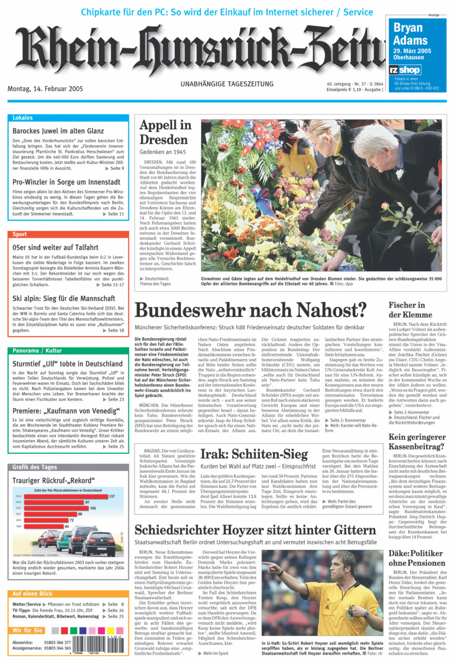 Rhein-Hunsrück-Zeitung vom Montag, 14.02.2005