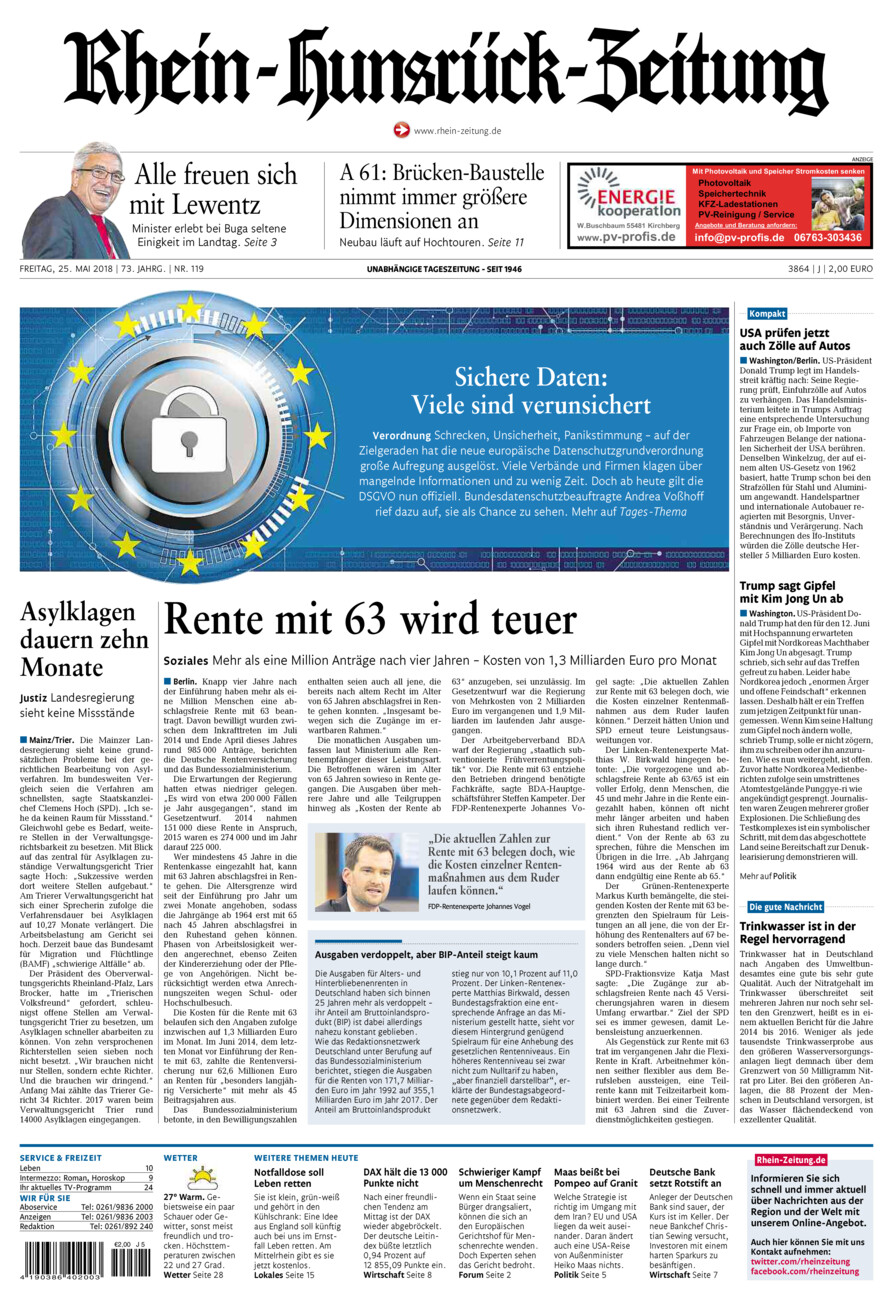 Rhein-Hunsrück-Zeitung vom Freitag, 25.05.2018