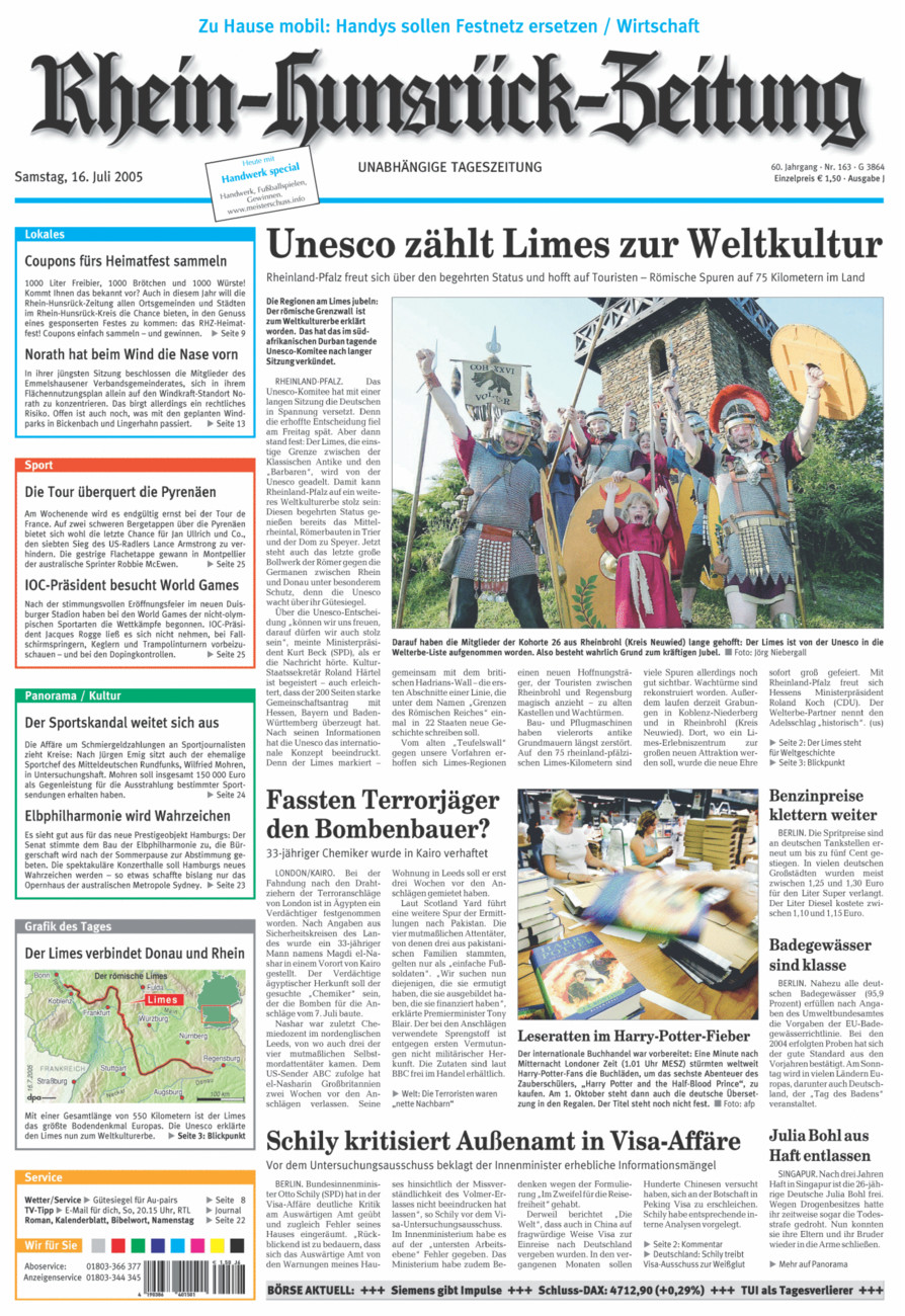 Rhein-Hunsrück-Zeitung vom Samstag, 16.07.2005