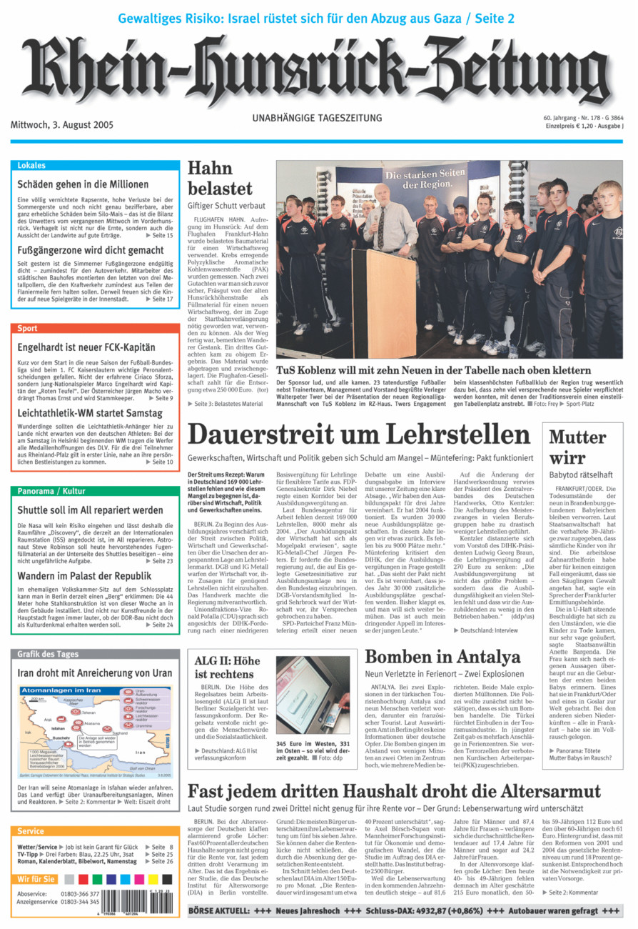 Rhein-Hunsrück-Zeitung vom Mittwoch, 03.08.2005