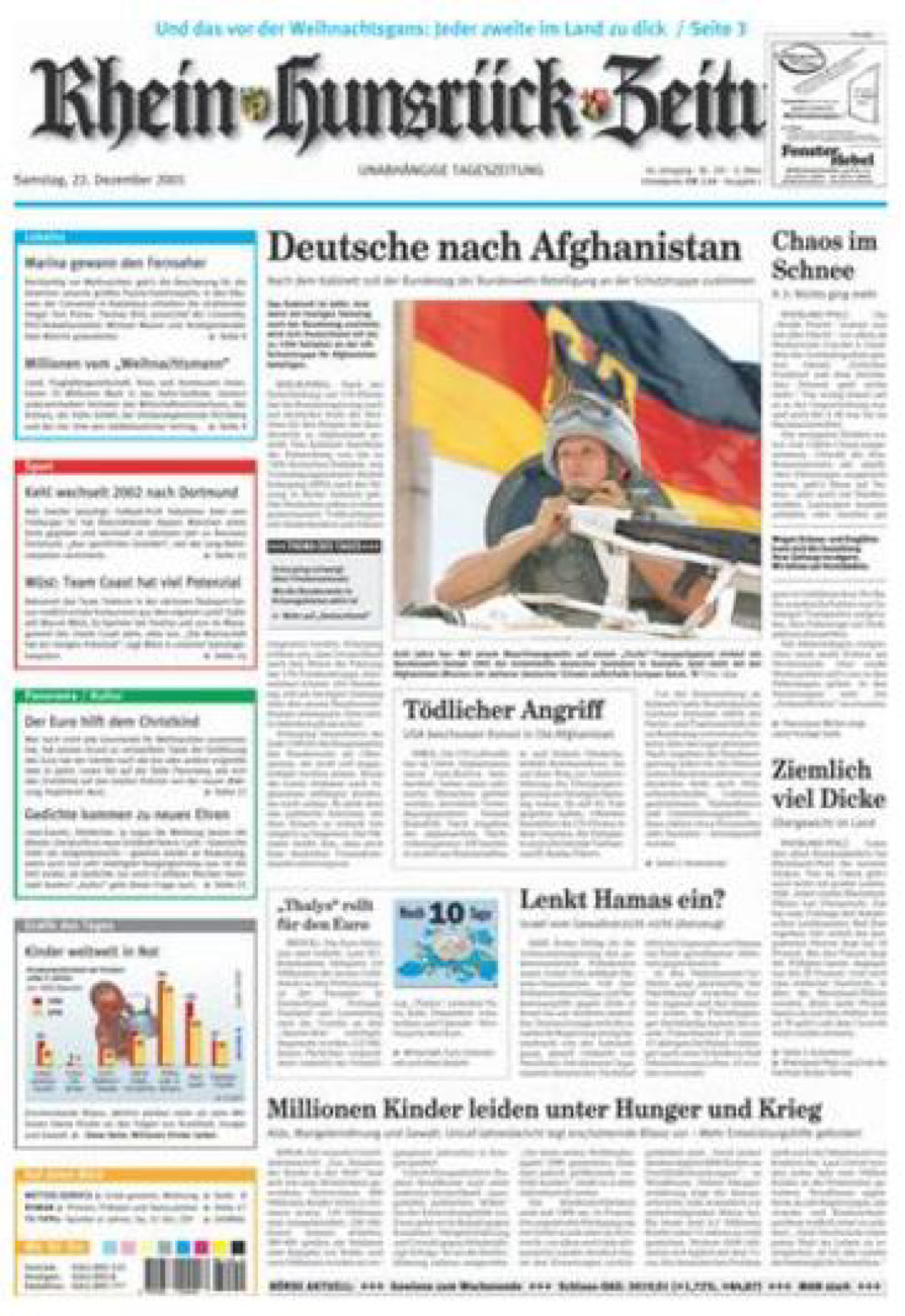 Rhein-Hunsrück-Zeitung vom Samstag, 22.12.2001