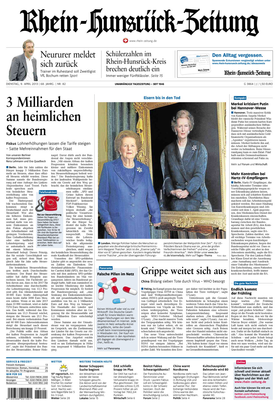 Rhein-Hunsrück-Zeitung vom Dienstag, 09.04.2013