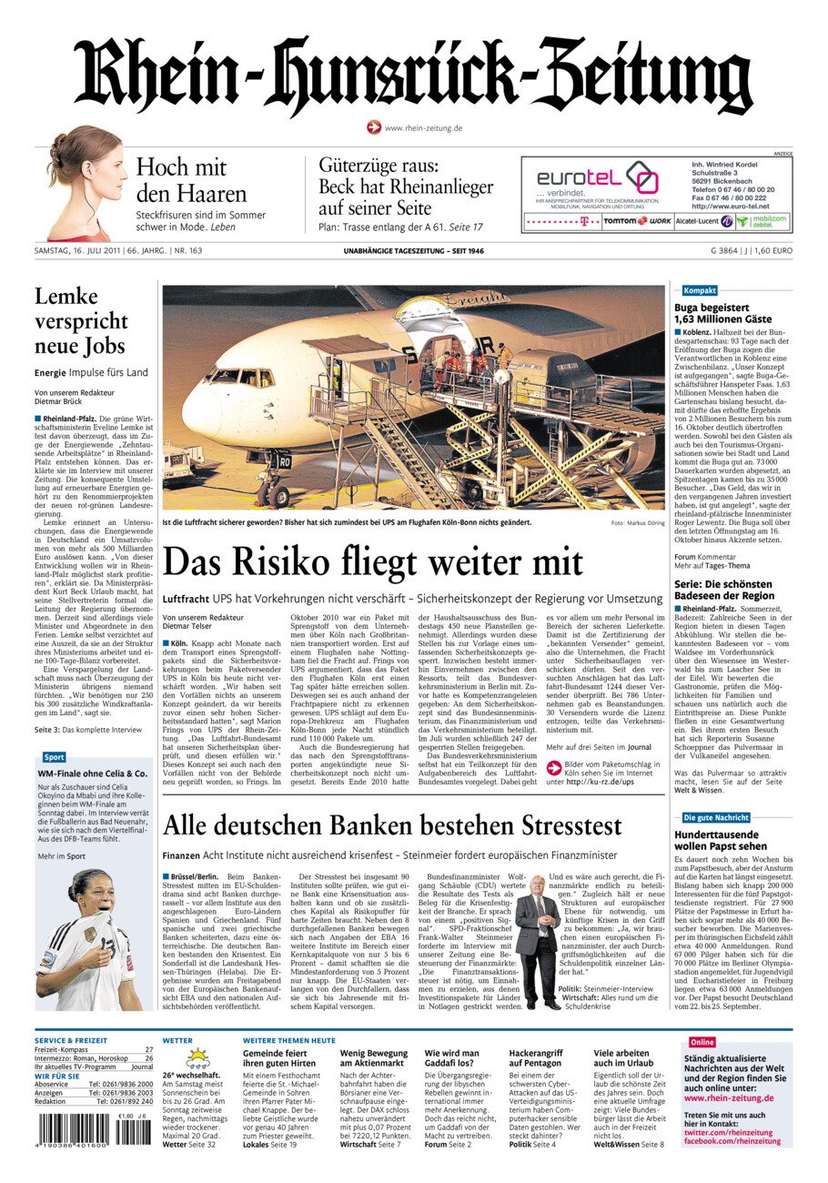Rhein-Hunsrück-Zeitung vom Samstag, 16.07.2011