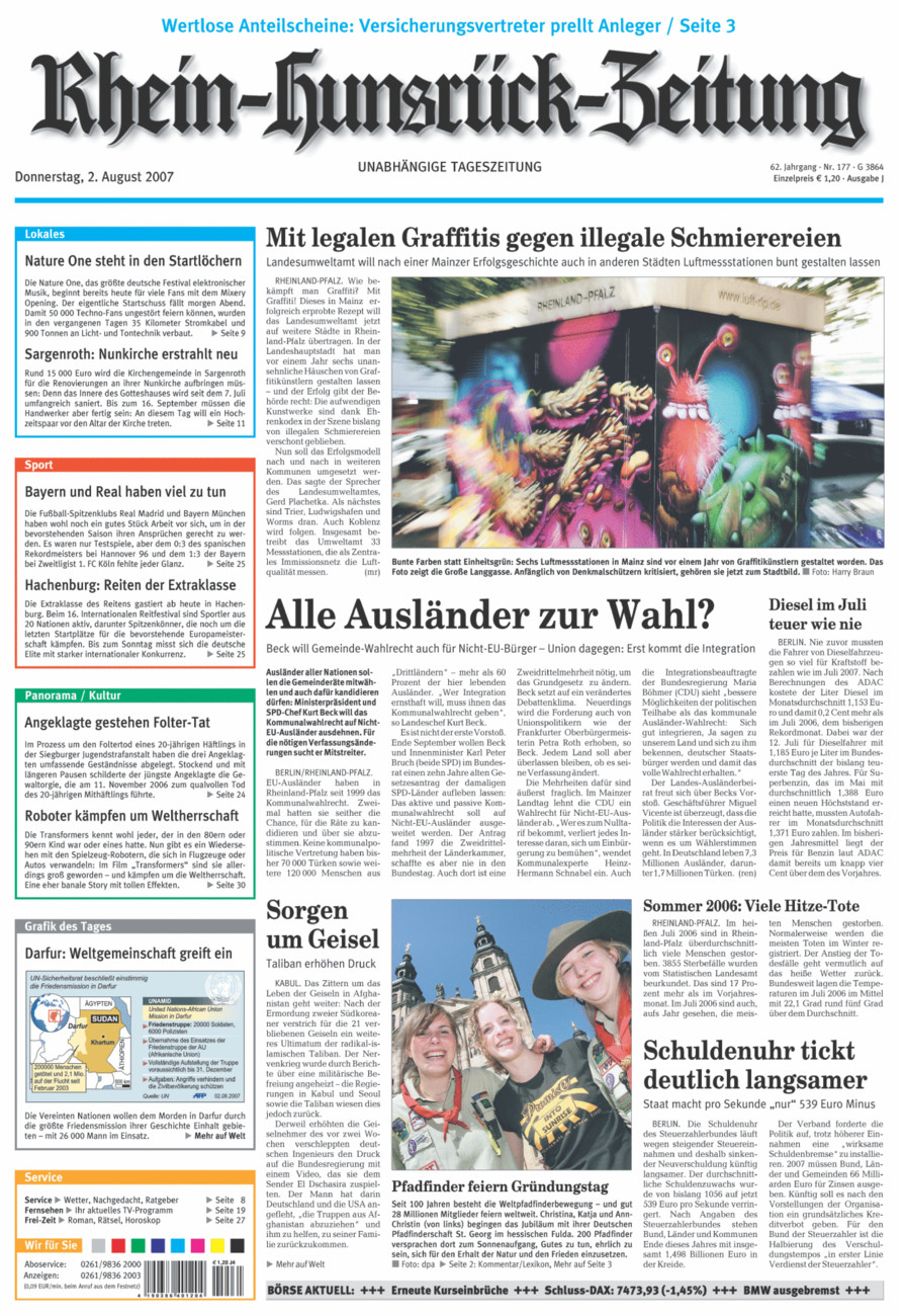 Rhein-Hunsrück-Zeitung vom Donnerstag, 02.08.2007