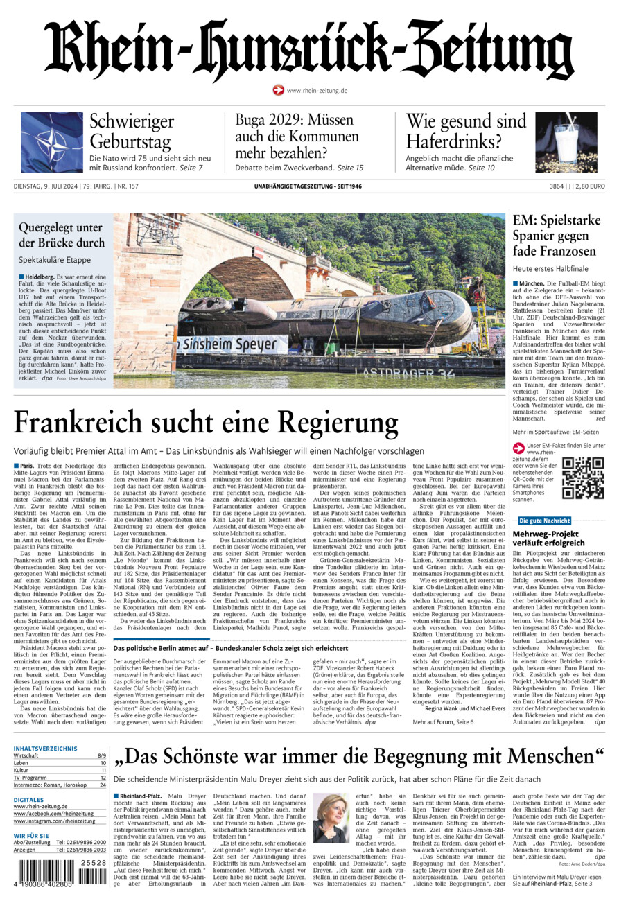 Rhein-Hunsrück-Zeitung vom Dienstag, 09.07.2024