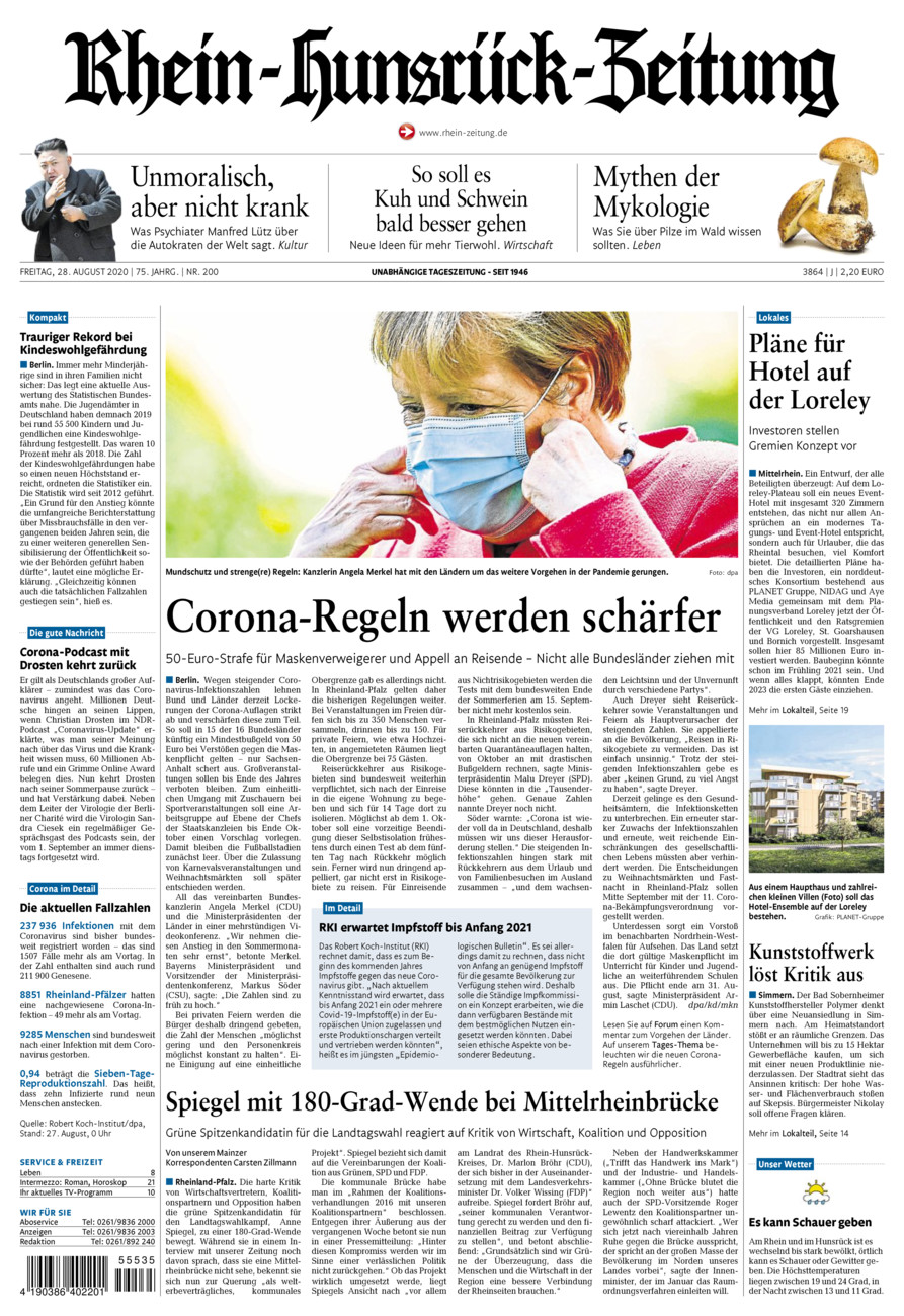 Rhein-Hunsrück-Zeitung vom Freitag, 28.08.2020