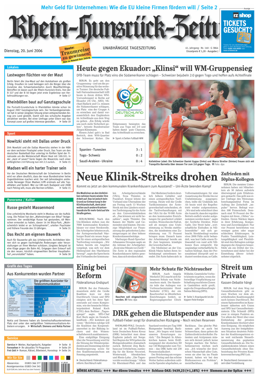 Rhein-Hunsrück-Zeitung vom Dienstag, 20.06.2006