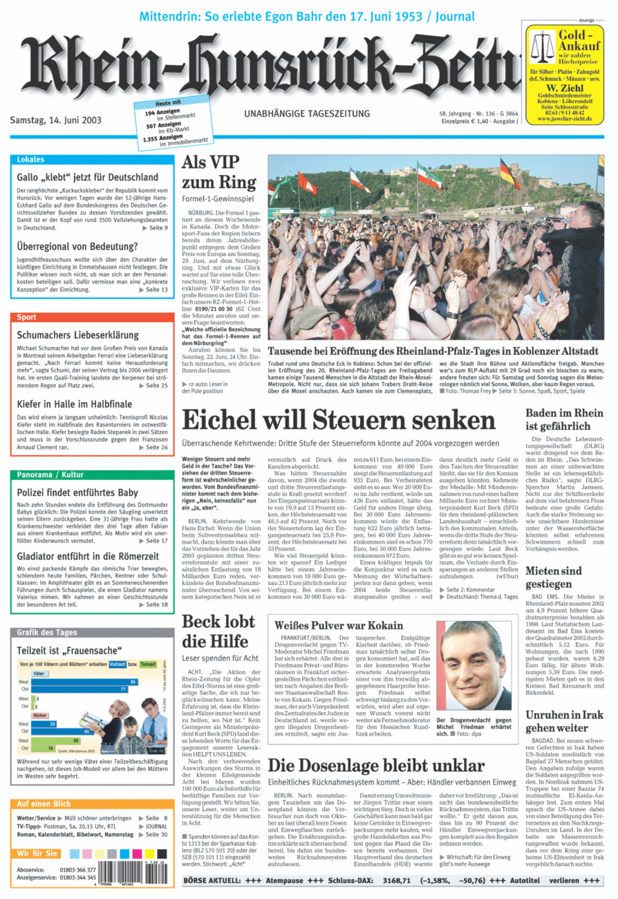 Rhein-Hunsrück-Zeitung vom Samstag, 14.06.2003