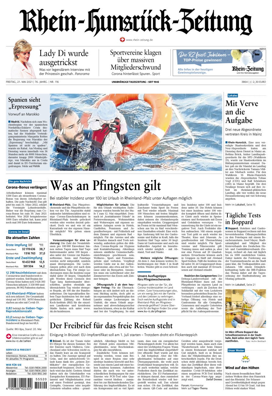 Rhein-Hunsrück-Zeitung vom Freitag, 21.05.2021