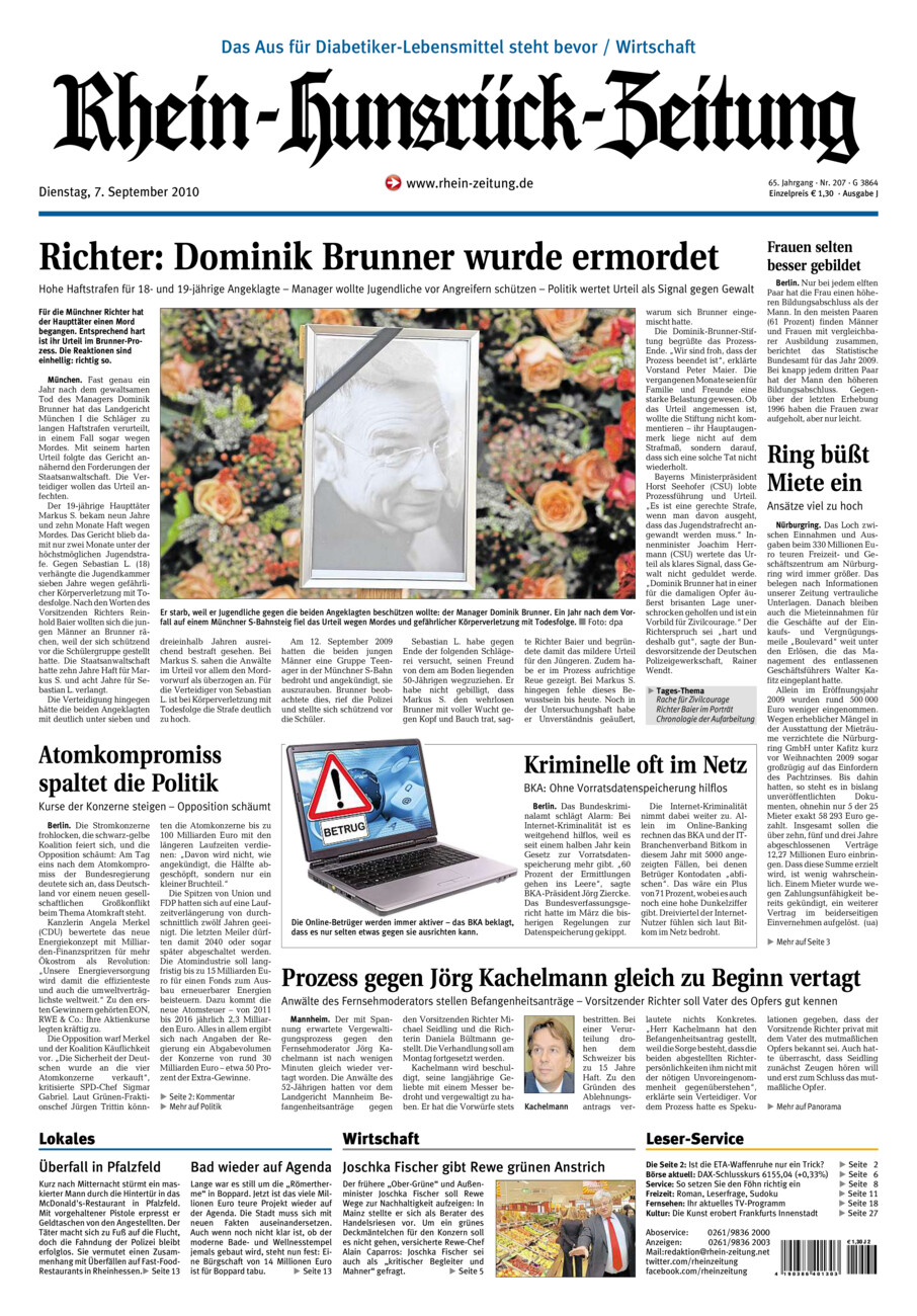 Rhein-Hunsrück-Zeitung vom Dienstag, 07.09.2010