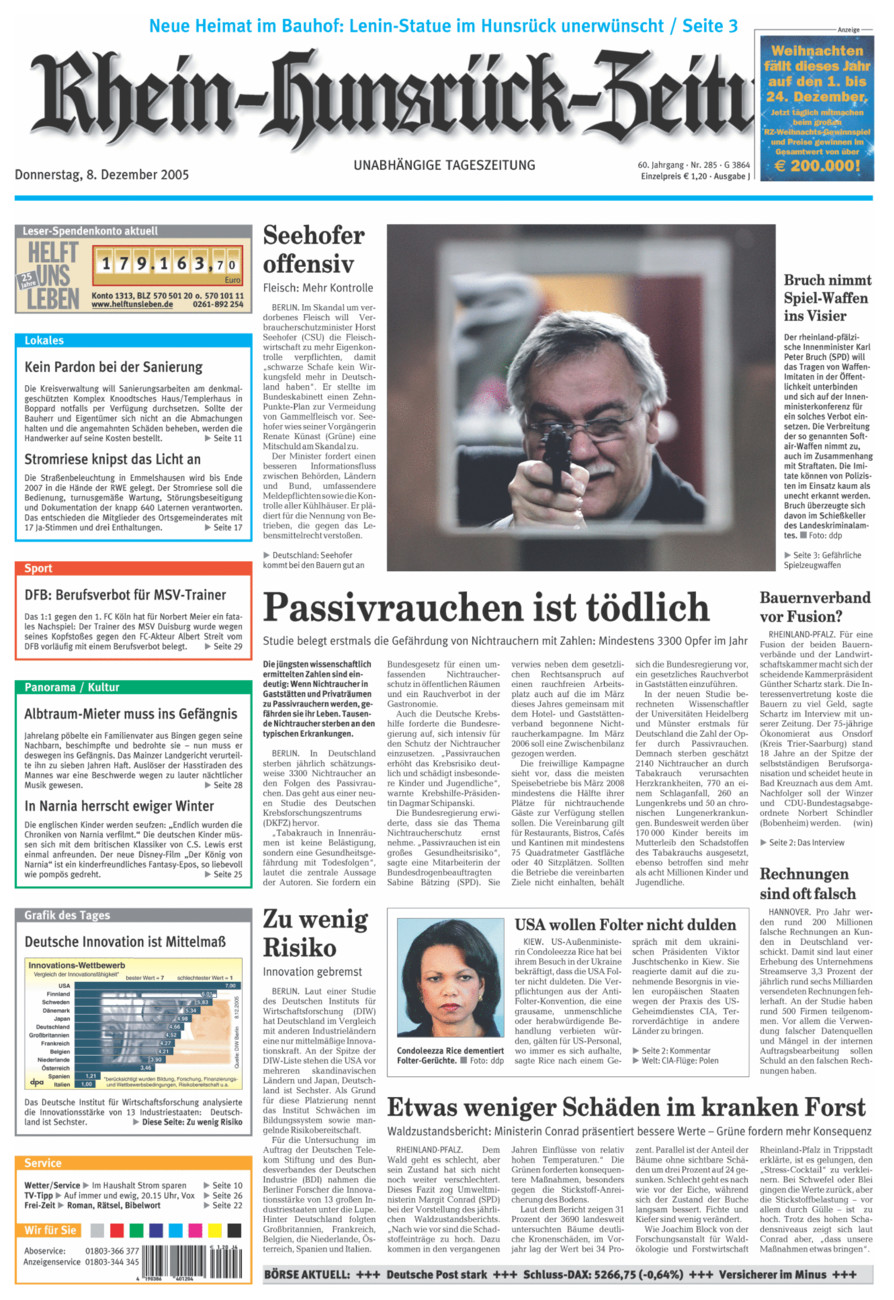 Rhein-Hunsrück-Zeitung vom Donnerstag, 08.12.2005