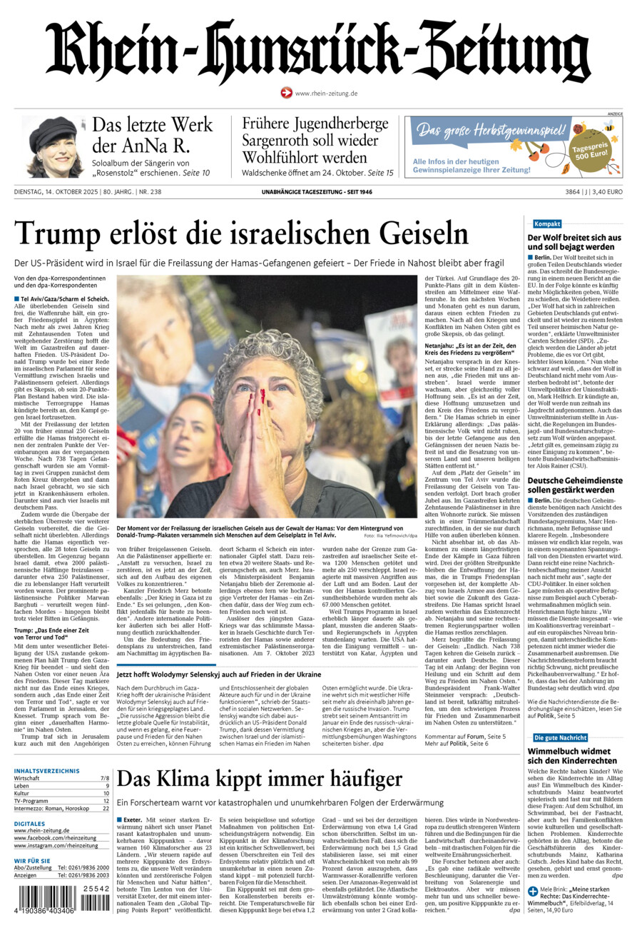 Rhein-Hunsrück-Zeitung vom Dienstag, 14.10.2025