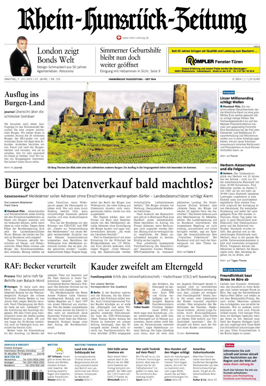 Rhein-Hunsrück-Zeitung vom Samstag, 07.07.2012