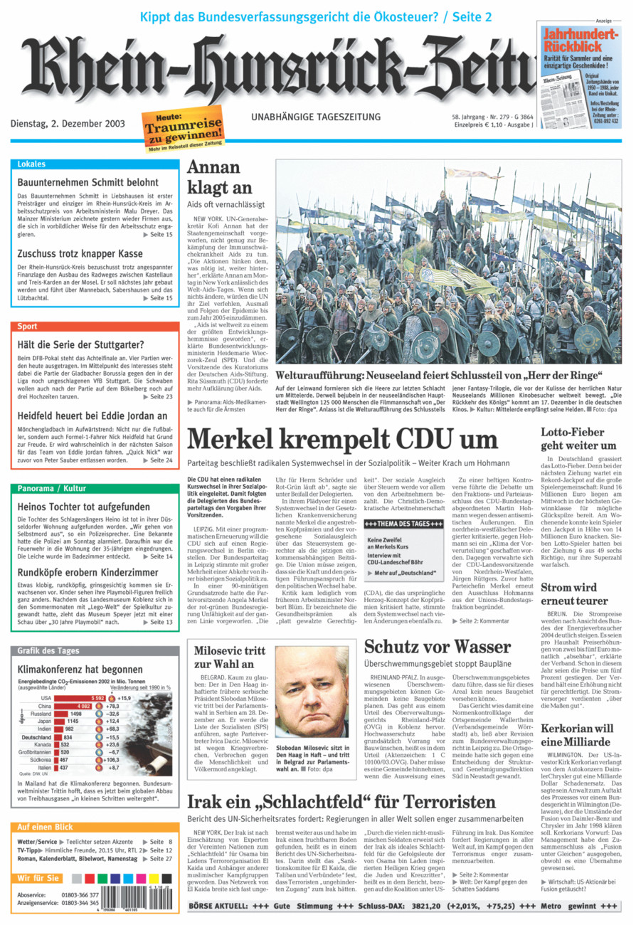 Rhein-Hunsrück-Zeitung vom Dienstag, 02.12.2003