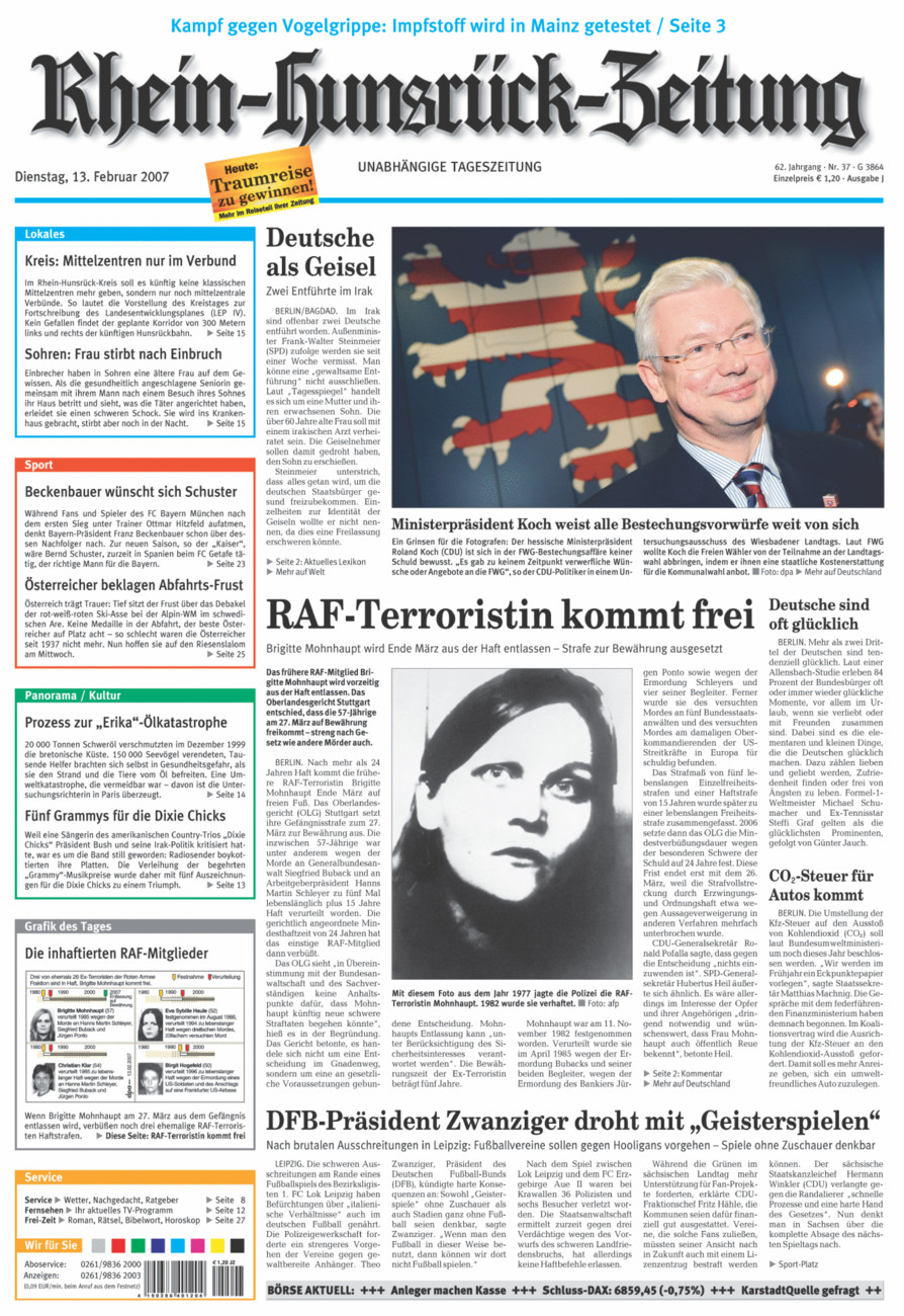 Rhein-Hunsrück-Zeitung vom Dienstag, 13.02.2007
