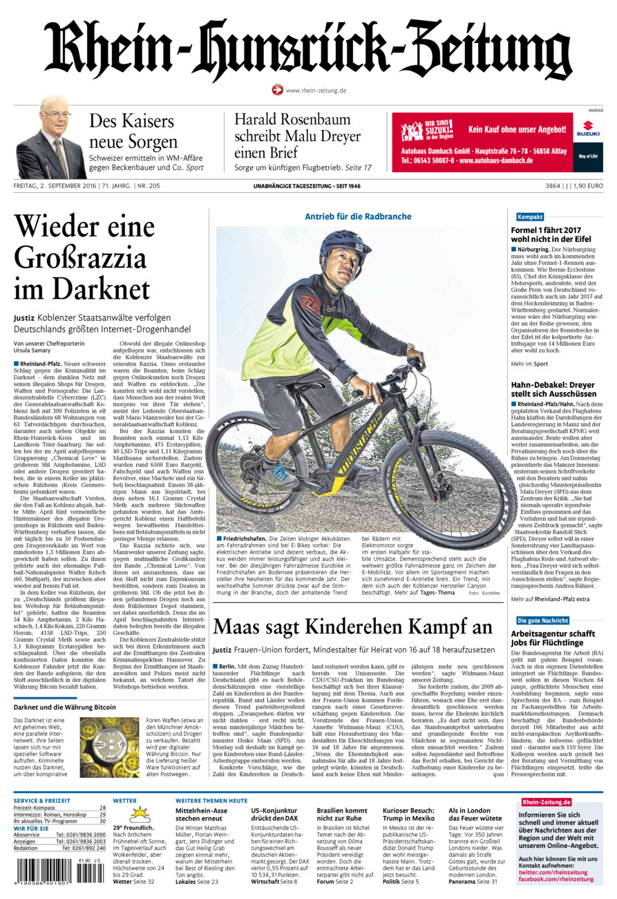 Rhein-Hunsrück-Zeitung vom Freitag, 02.09.2016