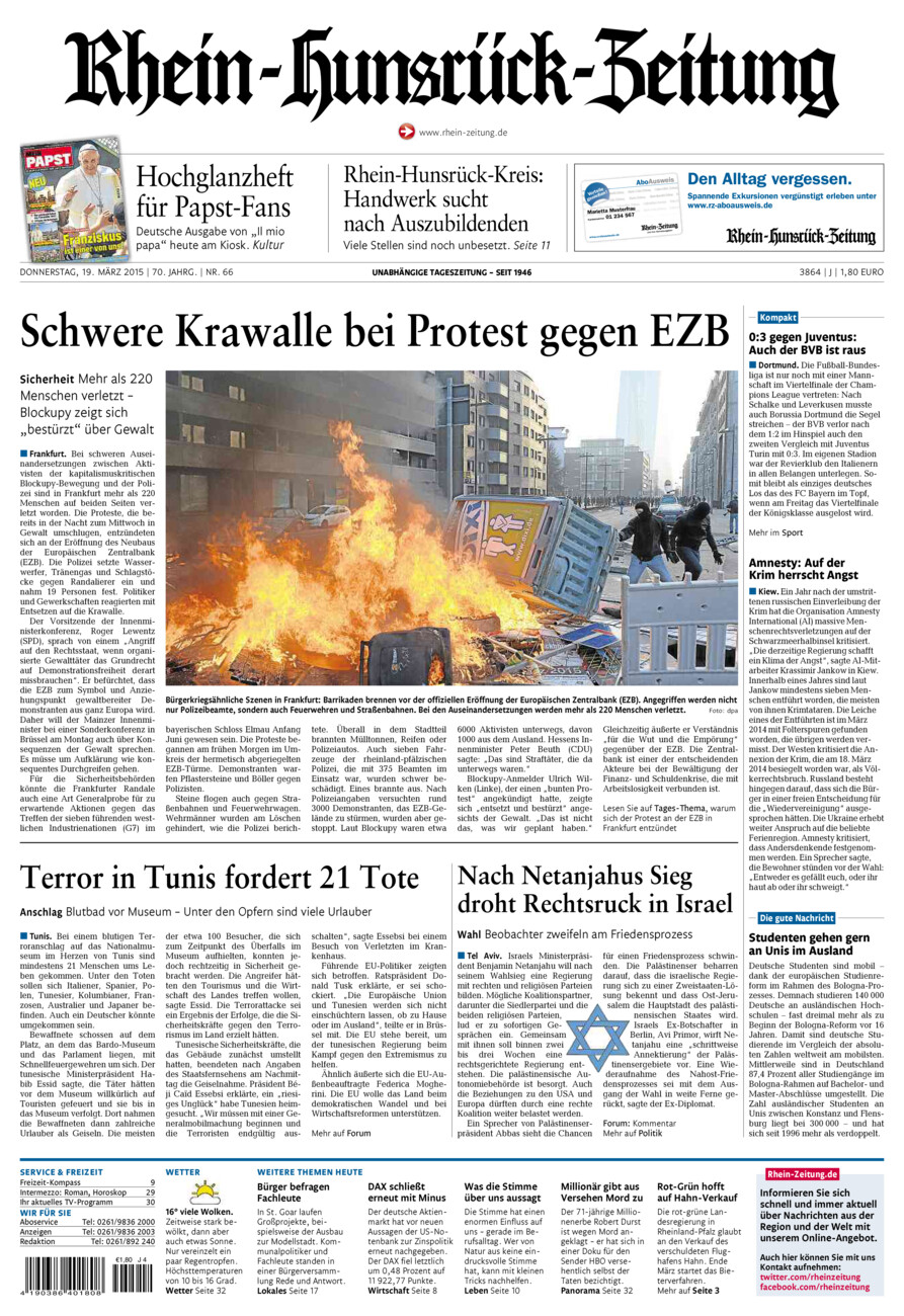 Rhein-Hunsrück-Zeitung vom Donnerstag, 19.03.2015
