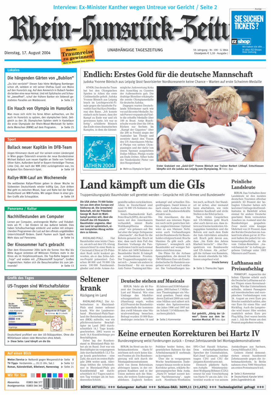 Rhein-Hunsrück-Zeitung vom Dienstag, 17.08.2004