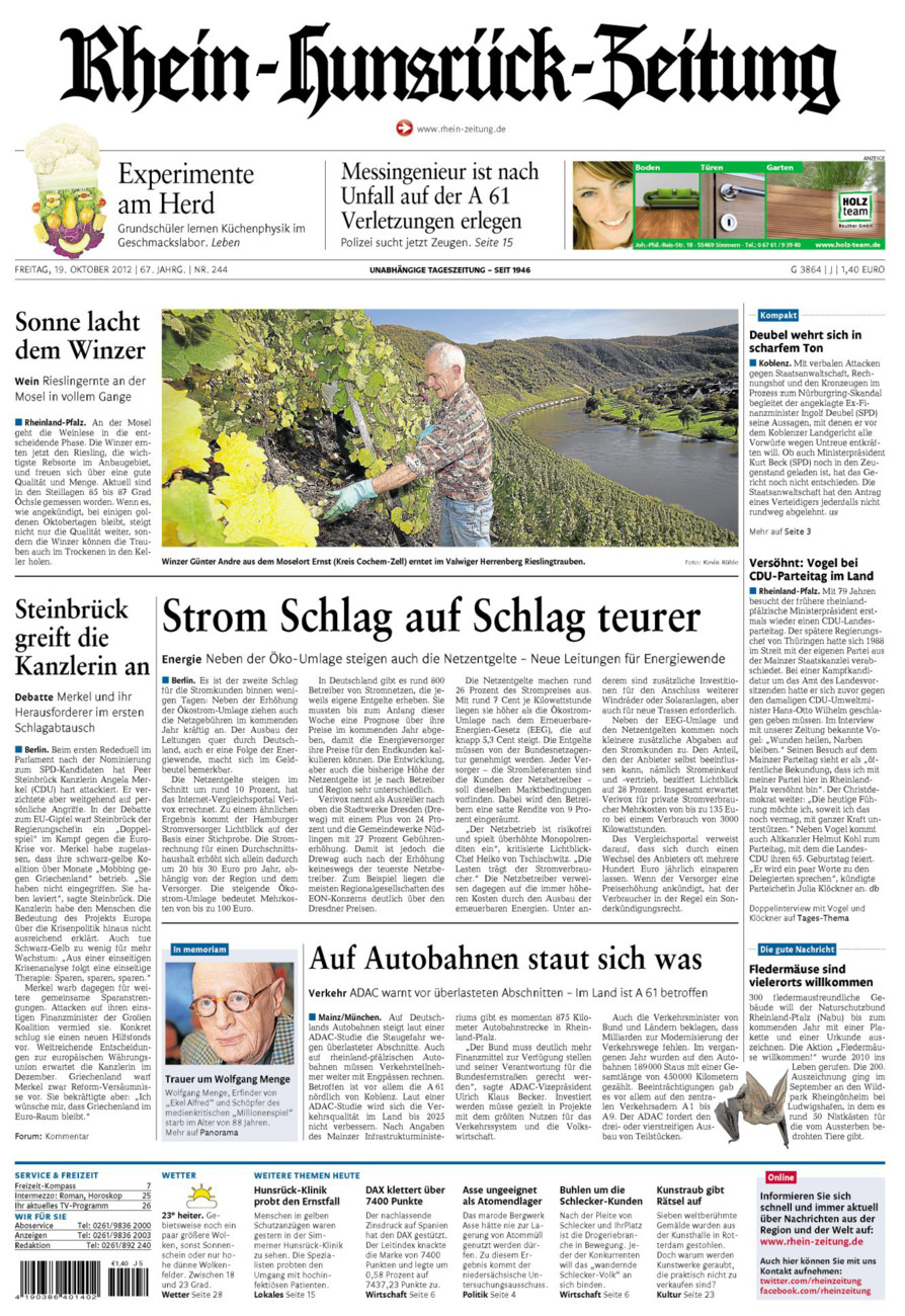 Rhein-Hunsrück-Zeitung vom Freitag, 19.10.2012